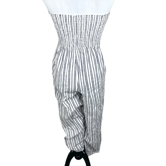 Aerie Strapless Striped Jumpsuit White Blue Size Small - Picture 2 of 7